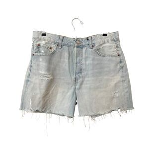 ZARA‎ Boyfriend Bermuda Denim Distressed Light Wash Shorts NWT SZ 8